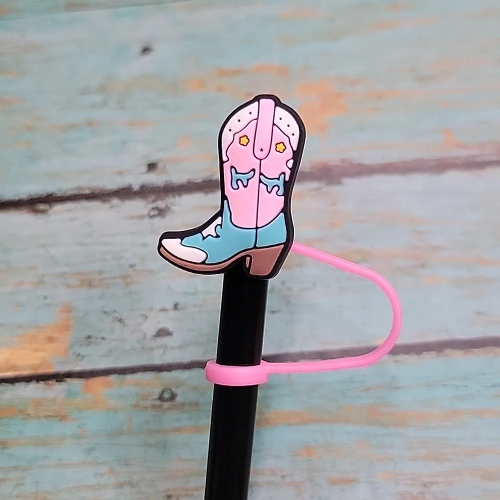 Pink Cowboy Boot Straw Topper - Picture 1 of 5